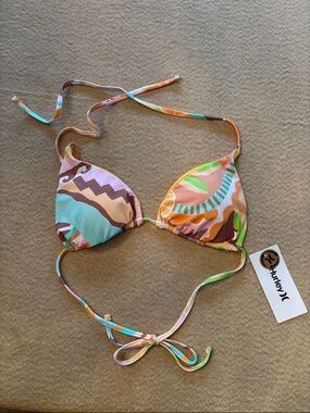 Hurley Pastel Multicolor Abstract Triangle Bikini Top